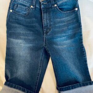 DG2 Blue Jean Bermuda Stretch Shorts with Zipper